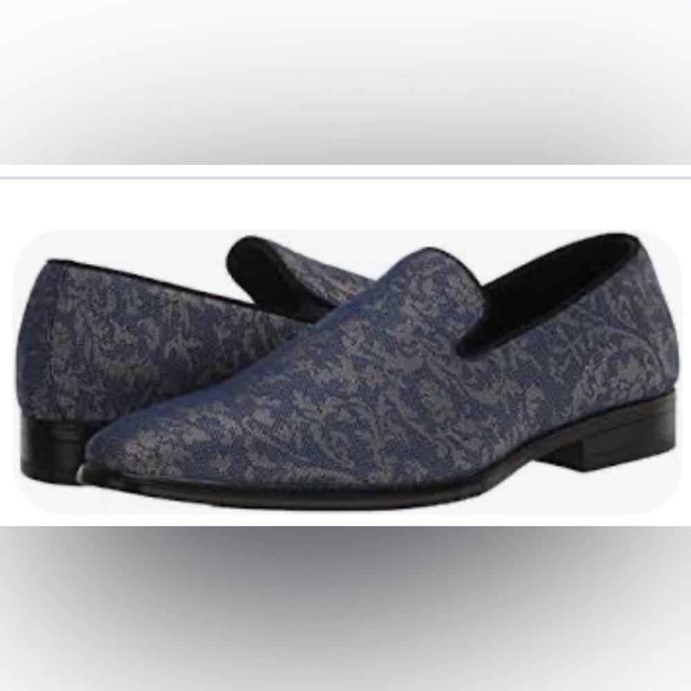 Stacy Adams Navy Patterned Loafers size 7.5